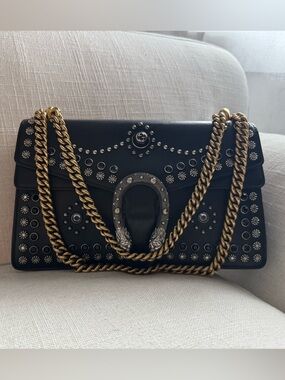 Gucci Dionysus Alessandro Michele Crystal Studded Shoulder Bag with Chain